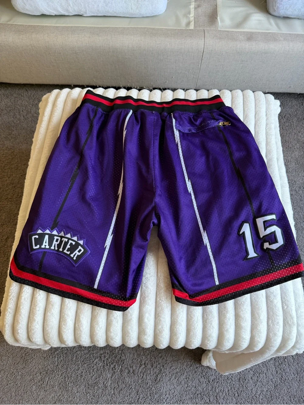 Vince Carter #15 Toronto Raptors Basketball Shorts XL Purple Embroidered